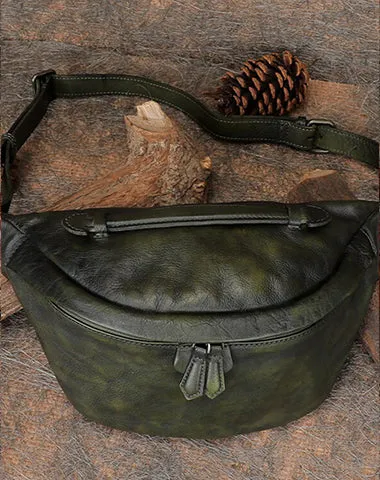 Women Brown Leather Waist Bag Fanny Pack Vintage Handmade Hip Pack for Men
