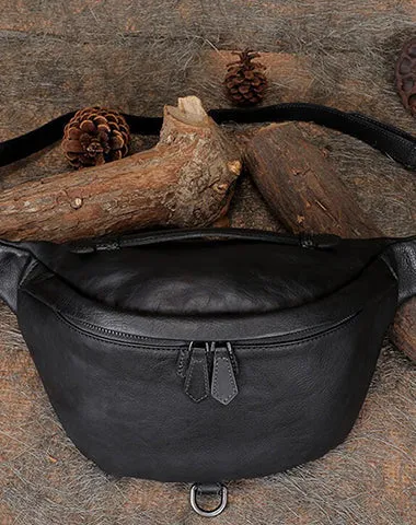 Women Brown Leather Waist Bag Fanny Pack Vintage Handmade Hip Pack for Men