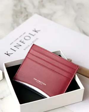 Women Red Leather Card Holders Small Card Wallet Minimalist Credit Card Holder For Women