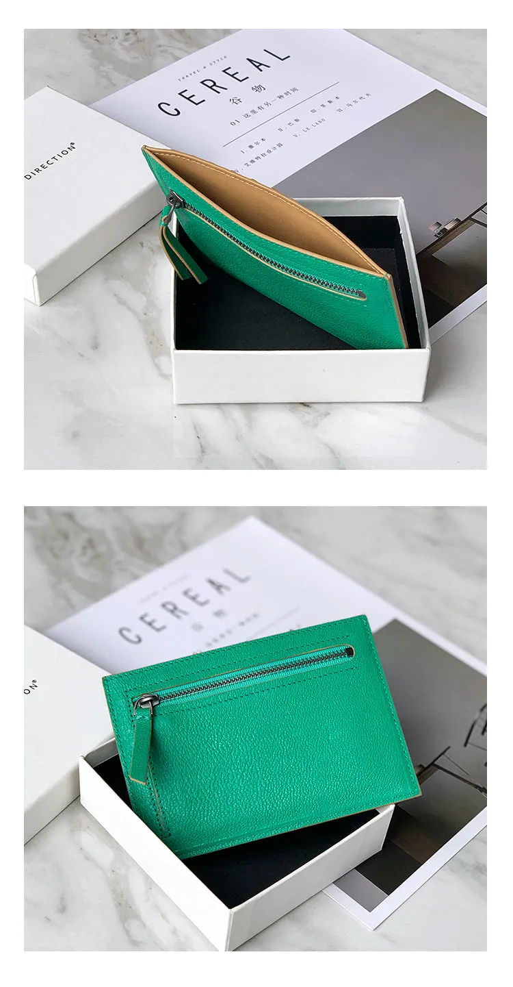 Women Red Leather Vertical Card Holder Wallet With Coin Pocket Slim Card Wallet For Women