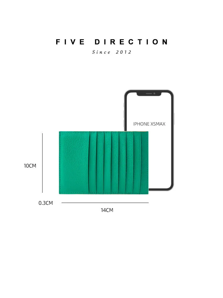 Women Red Leather Vertical Card Holder Wallet With Coin Pocket Slim Card Wallet For Women