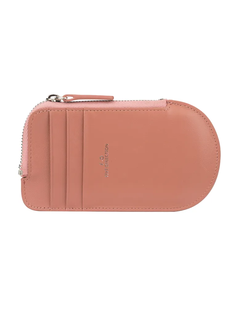 Women Red Leather Vertical Card Holder Wallet Zip Change Wallet Slim Zipper Coin Wallet For Women