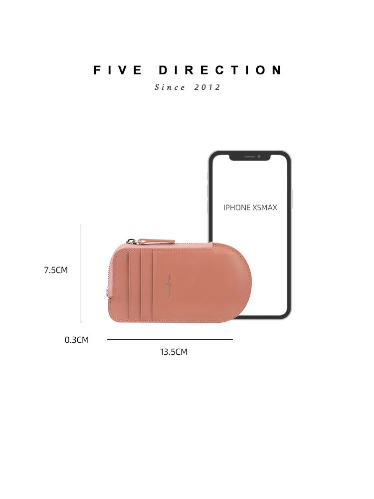 Women Red Leather Vertical Card Holder Wallet Zip Change Wallet Slim Zipper Coin Wallet For Women