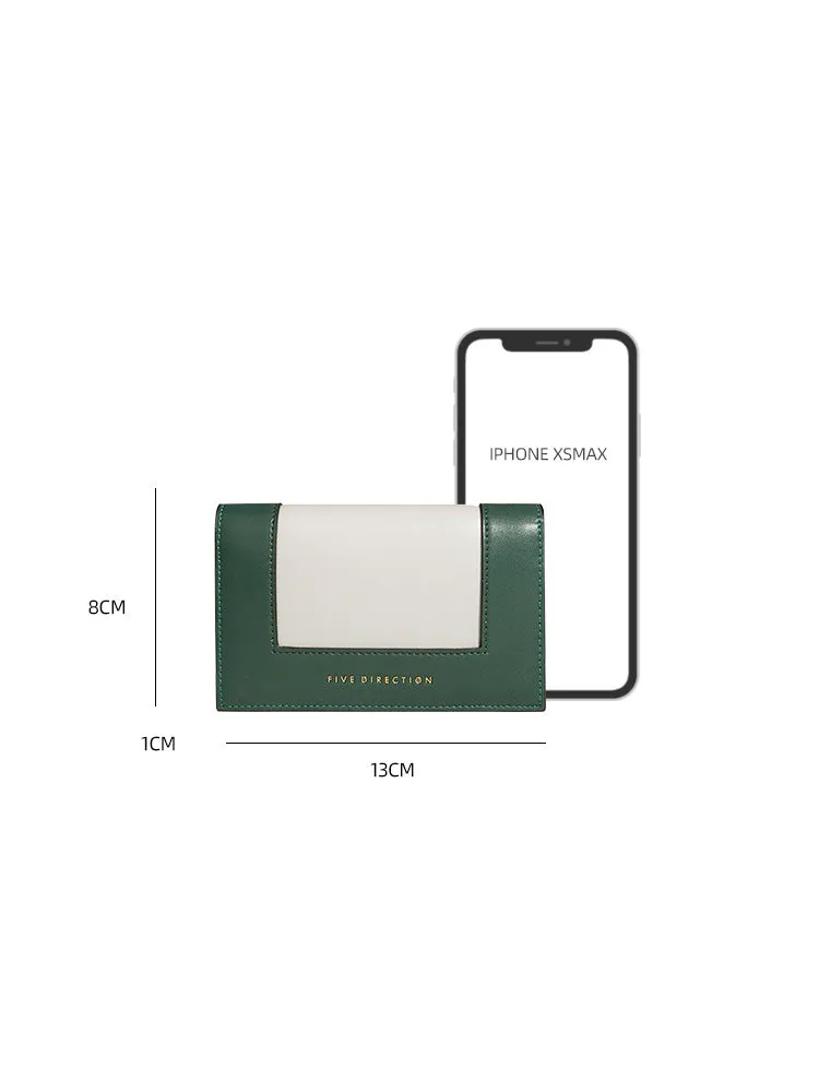 Women Red Vegan Leather Small Card Wallet CONTRAST COLOR Coin Change Wallet For Women