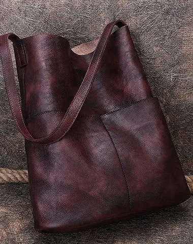 Womens Black Gray Leather Tote Bags Vertical Womens Handbag Shopper Bag Purse for Ladies