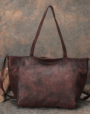 Womens Brown Leather Tote Bags Vintage Womens Handbag Shopper Bag Purse for Ladies