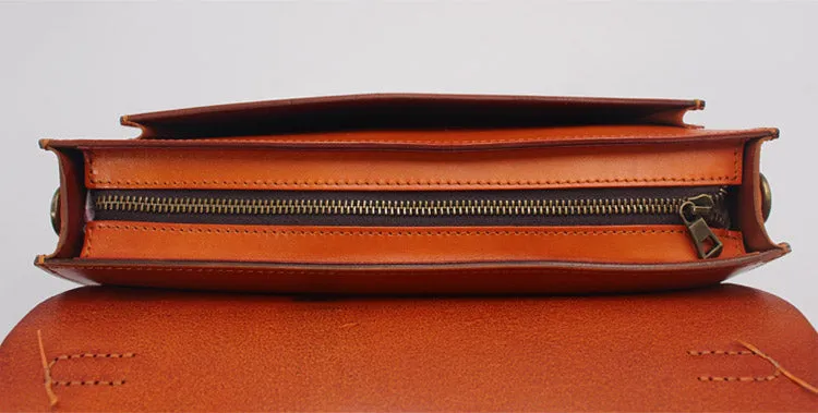 Womens Green Leather Satchel Crossbody Bag Handmade School Handbag Shoulder Bag for Ladies