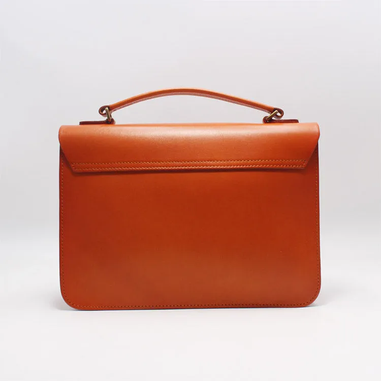 Womens Green Leather Satchel Crossbody Bag Handmade School Handbag Shoulder Bag for Ladies