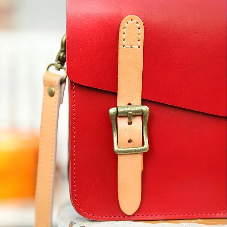 Womens Handmade Red Leather Satchel Handbag Cambridge Structured Satchel Shoulder Purse