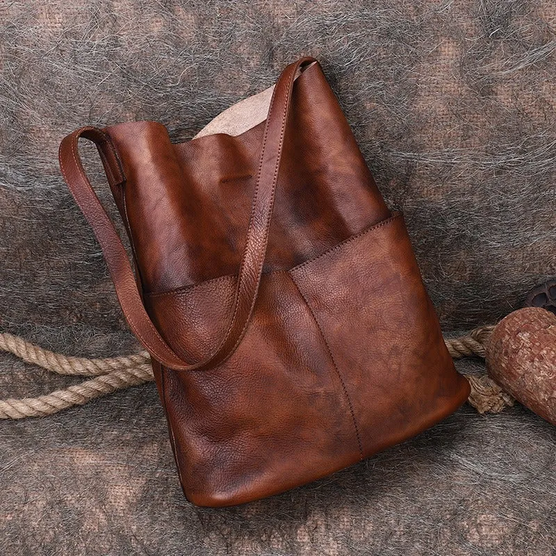 Womens Leather Tote Bags Vertical Womens Handbag Shopper Bag Purse for Ladies