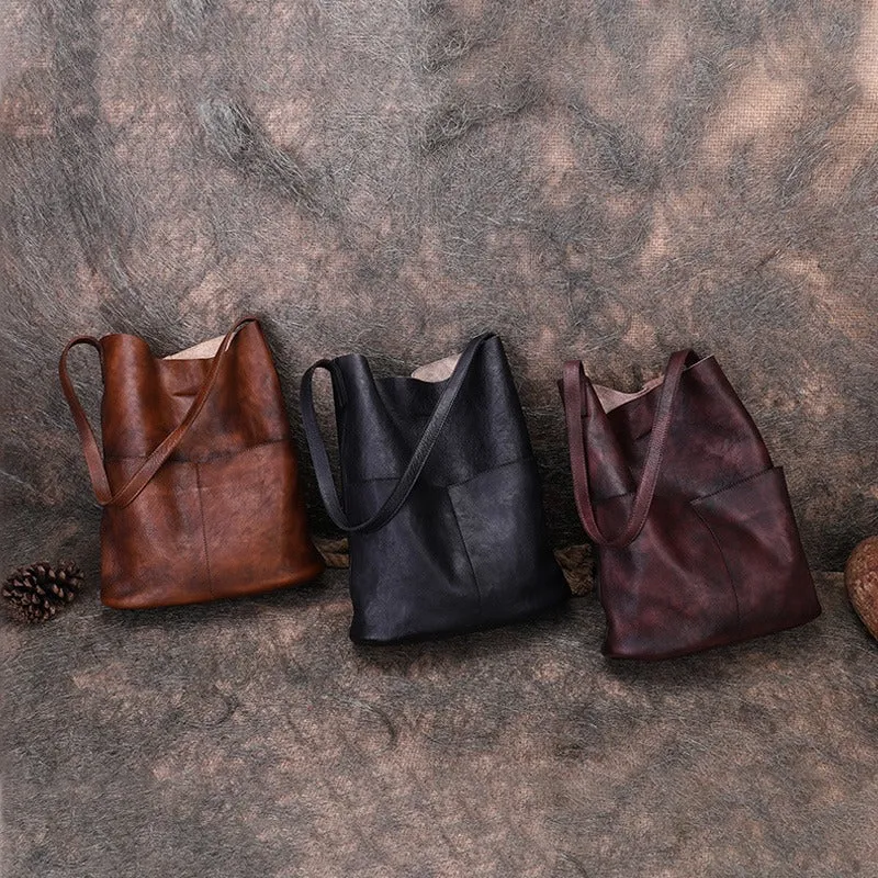 Womens Leather Tote Bags Vertical Womens Handbag Shopper Bag Purse for Ladies