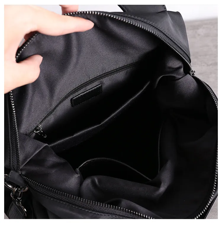 Womens Nylon Leather Gym Handbag Purse Womens Black Nylon Gym Purse Nylon Work Shoulder Purse for Ladies
