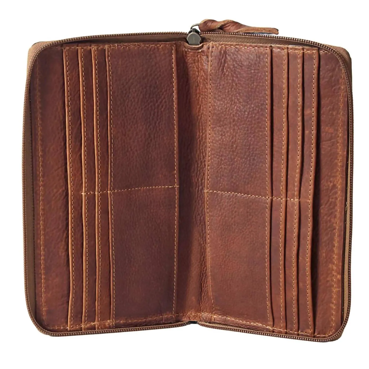 Women's Ranchin' Dream Tooled Leather Zip Wallet In Brown