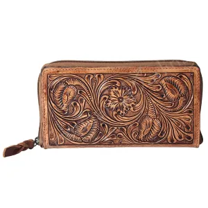 Women's Ranchin' Dream Tooled Leather Zip Wallet In Brown
