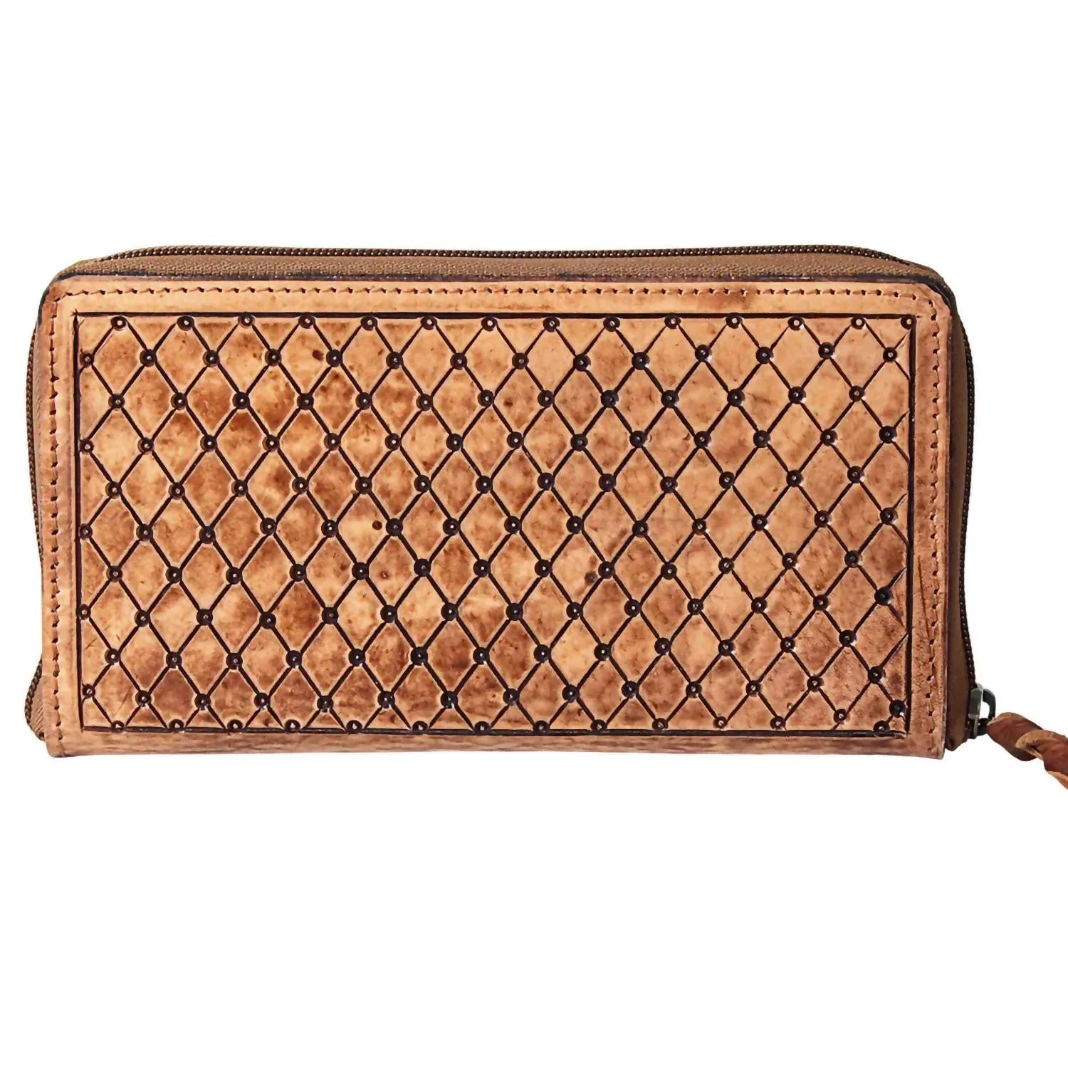 Women's Ranchin' Dream Tooled Leather Zip Wallet In Brown