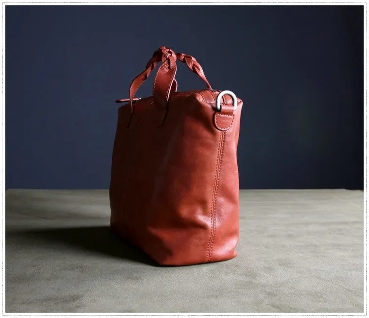 Womens Red Leather Work Handbag Purse Unique Leather Work Shoulder Purse for Ladies