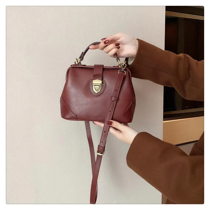 Womens Tan Leather Doctor Handbag Purse Vintage Handmade Doctor Shoulder Bag for Women