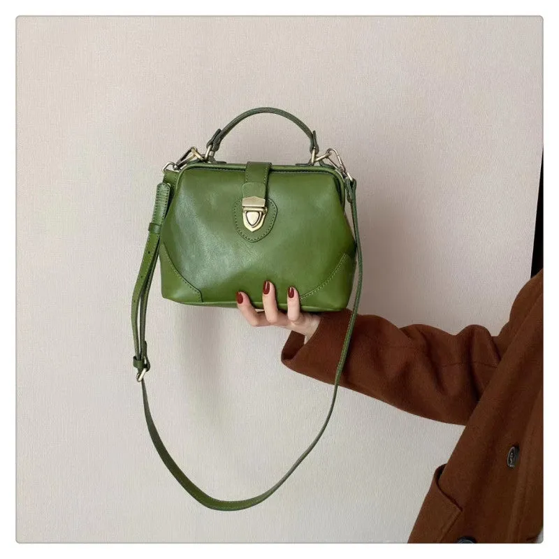 Womens Tan Leather Doctor Handbag Purse Vintage Handmade Doctor Shoulder Bag for Women