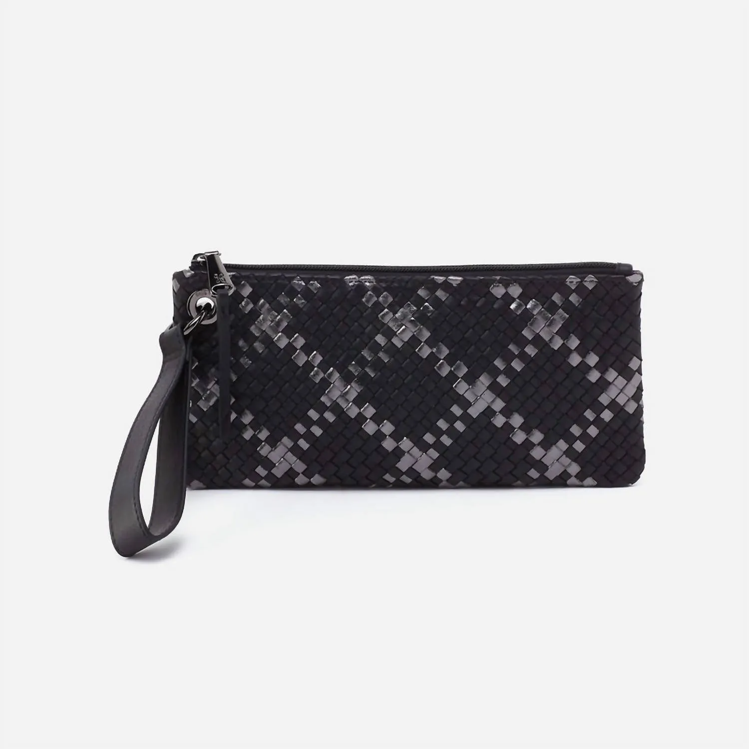 Women's Vida Wristlet Wallet In Black Metallic Woven