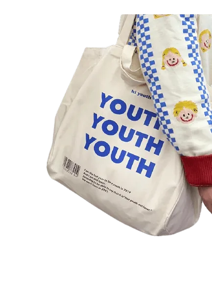 YOUTH Letters Print Shoulder Bag