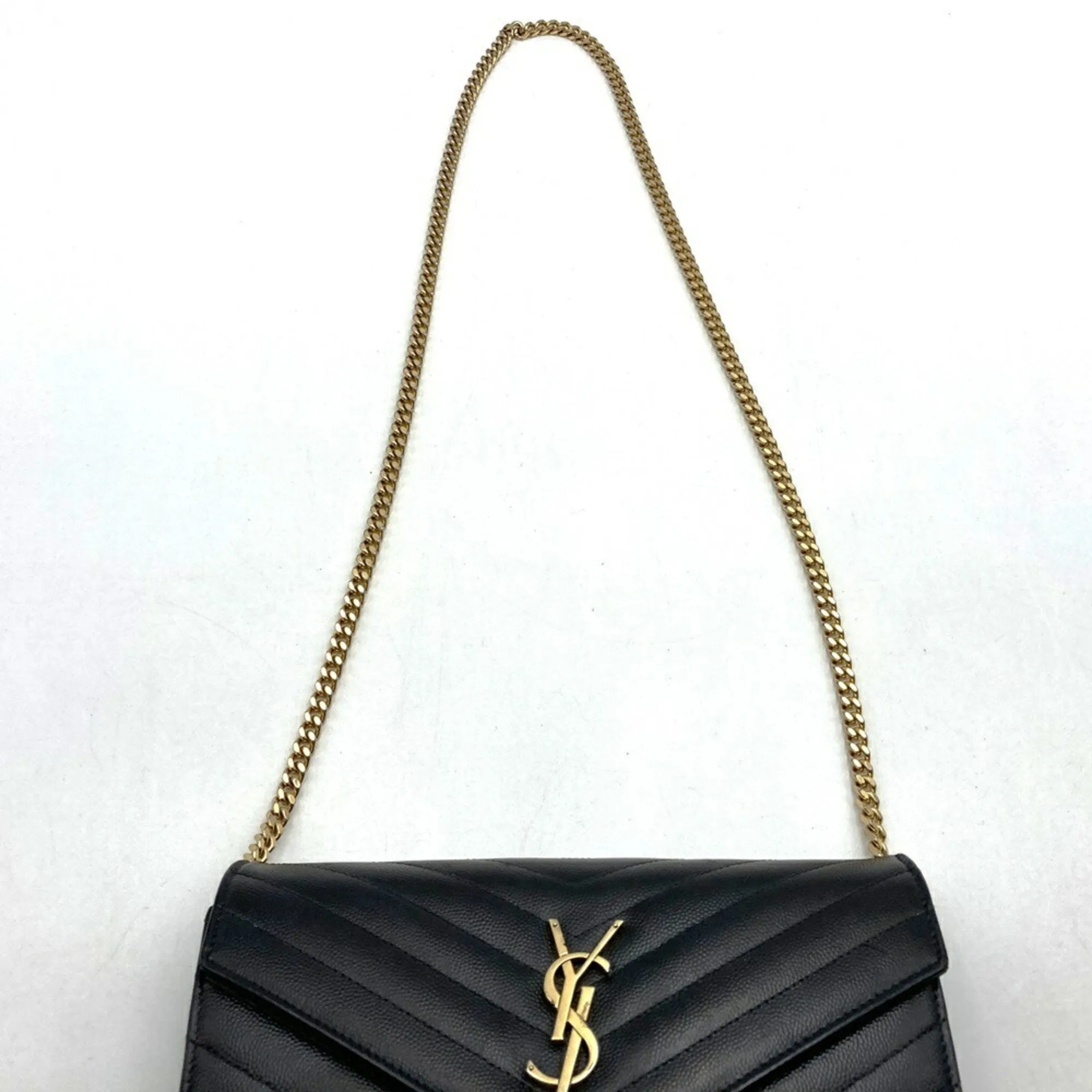 Yves Saint Laurent Leather Chain/Shoulder Wallet (Pre-Owned)