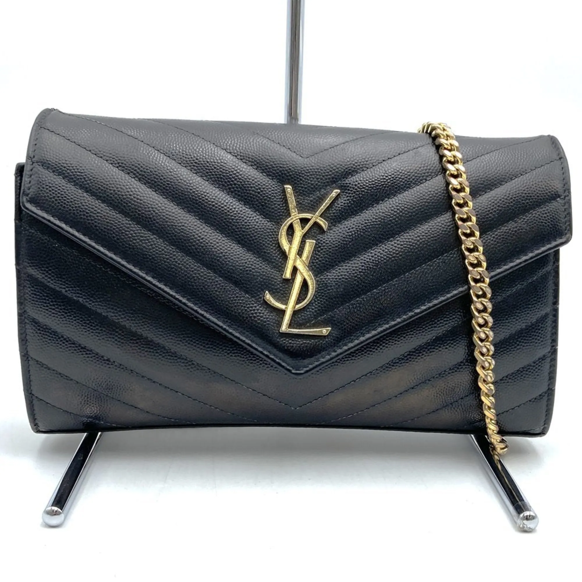 Yves Saint Laurent Leather Chain/Shoulder Wallet (Pre-Owned)