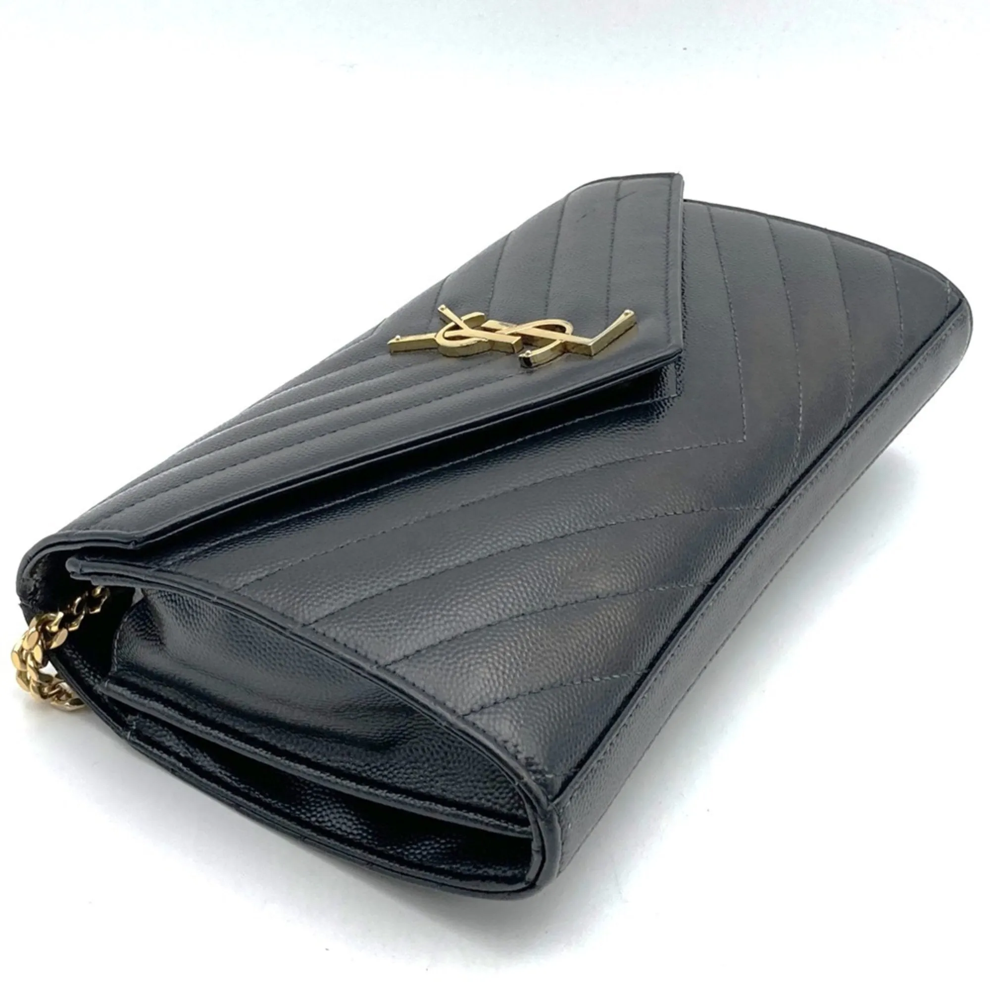 Yves Saint Laurent Leather Chain/Shoulder Wallet (Pre-Owned)
